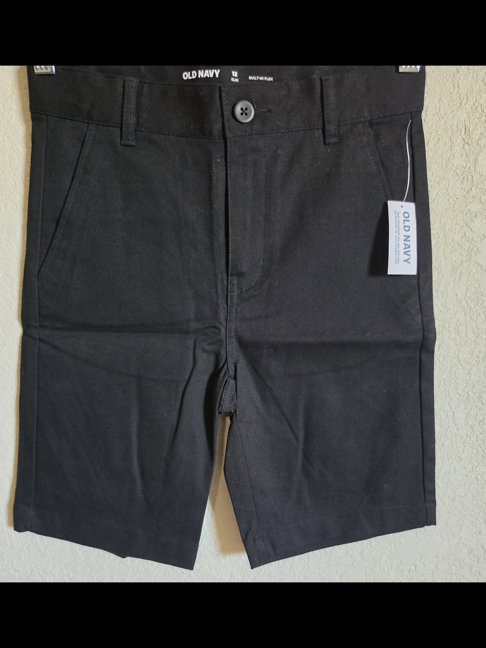 Old Navy Boys Black Flat-Front Chino Shorts